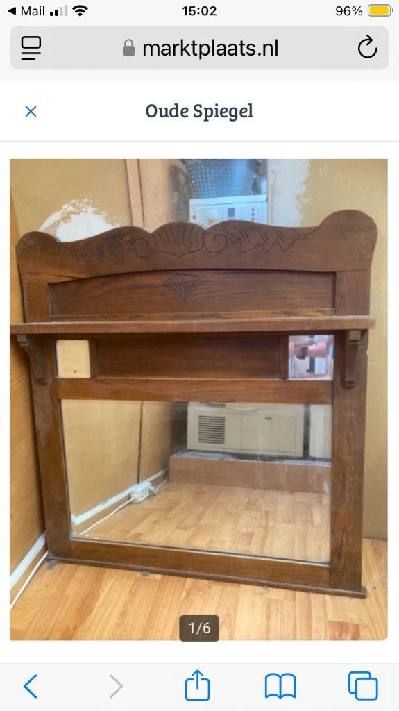Brocante spiegel, Antiek en Kunst, Ophalen, Rechthoekig, 50 tot 100 cm, Minder dan 100 cm