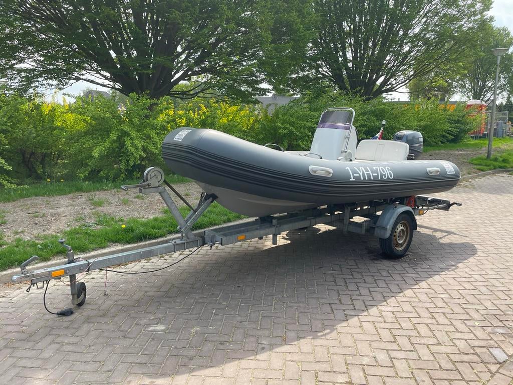 Diesel rubbing Rib met Yamaha 25pk buitenboordmotor, Watersport en Boten, Rubberboten, Gebruikt, Overige materialen, Ophalen