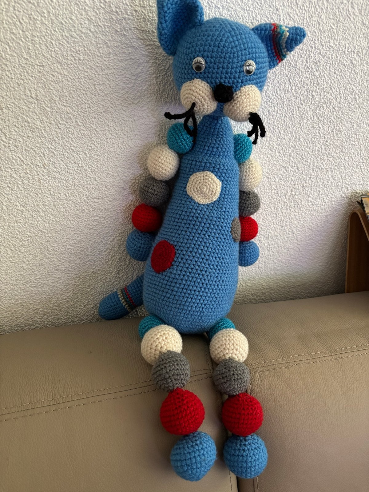 Stip en Haak blauwe kater Theo knuffel crochet, Ophalen of Verzenden, Haken, Patroon of Boek