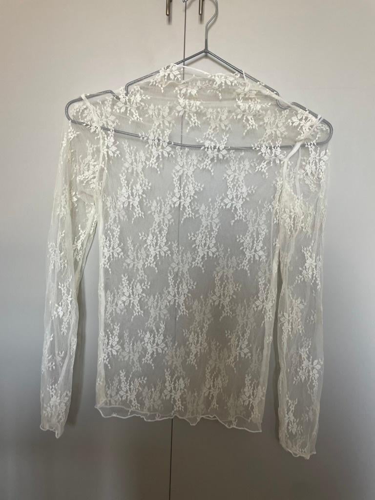 Dames top shirt kant wit zwart beige terracotta S M L XL -NW, Maat 38/40 (M), Beige, Nieuw, Ophalen of Verzenden
