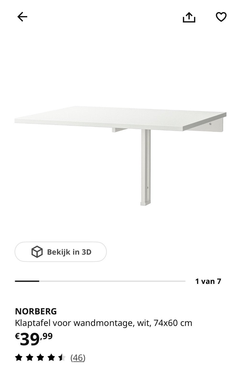 Ikea Norberg klaptafel met akoestische platen, Ophalen, Kunststof, Gebruikt, Tot twee personen