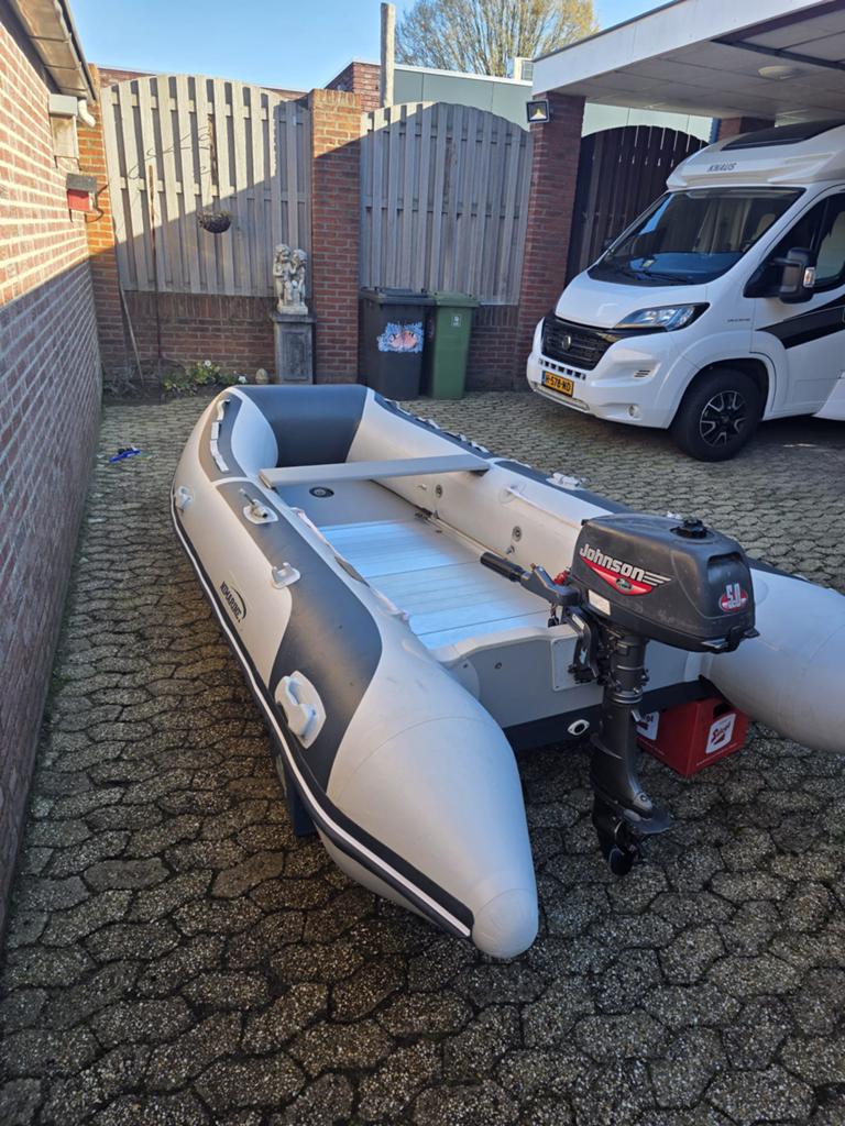 Nimarine MX350 aluminium rubberboot + Johnson 5PK, Ophalen, Aluminium, Nimarine, Gebruikt