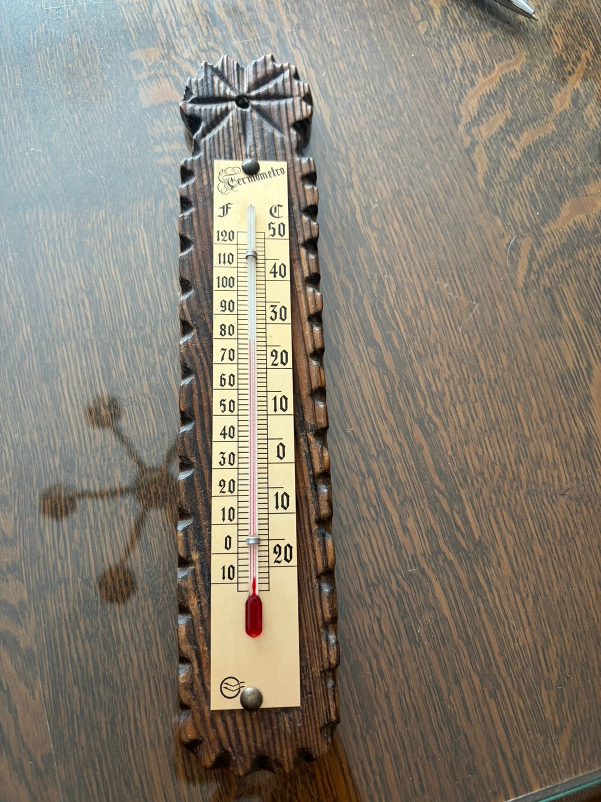 Oude thermometer van hout, Ophalen, Gebruikt, Hout