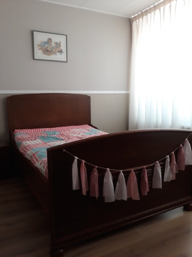 Vintage bed (twijfelaar), Ophalen, Gebruikt, Bruin, Vintage