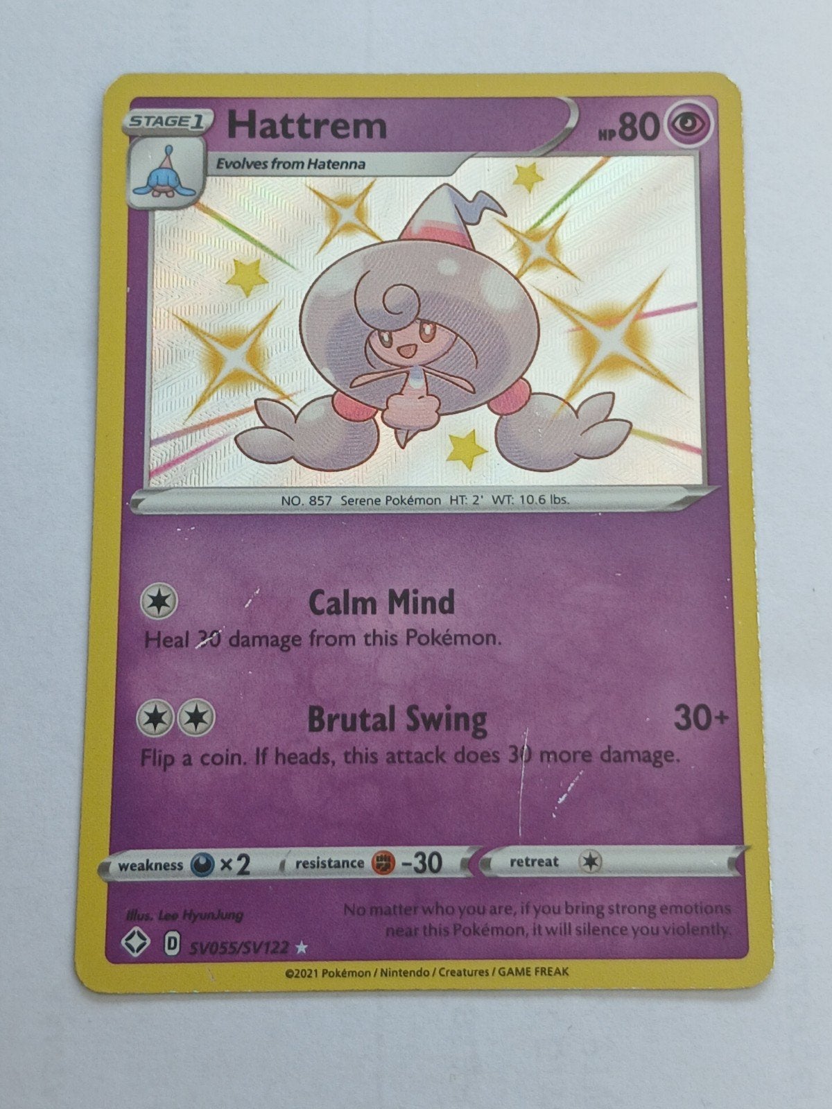 Hattrem SV055/SV122 Shiny Vault Pokémon Kaart, Ophalen, Zo goed als nieuw, Losse kaart, Foil