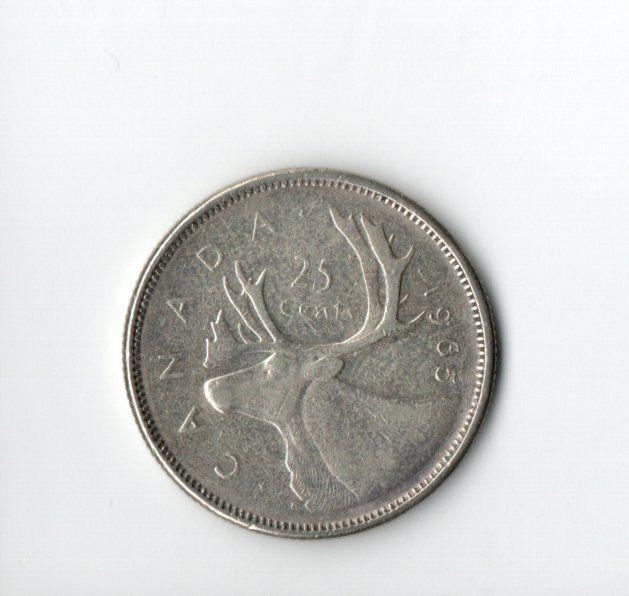 Canada 25 cents 1965, Verzenden, Noord-Amerika, Losse munt, Zilver