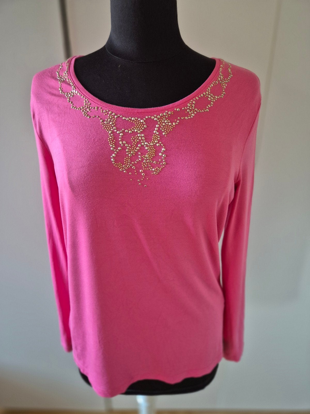 Fuchsia roze Basler longsleeve top met steentjes - maat 42, Kleding | Dames, Ophalen of Verzenden, Maat 42/44 (L), Roze, Lange mouw
