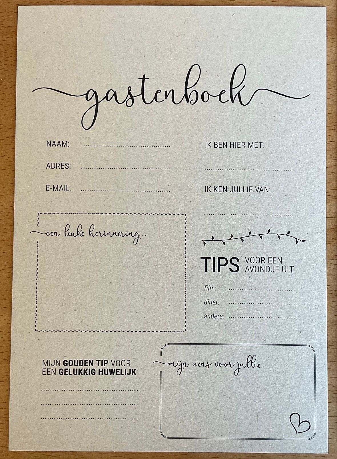 65 gastenboek invulkaartjes, kaartjes over van bruiloft, Ophalen, Zo goed als nieuw, Overige typen