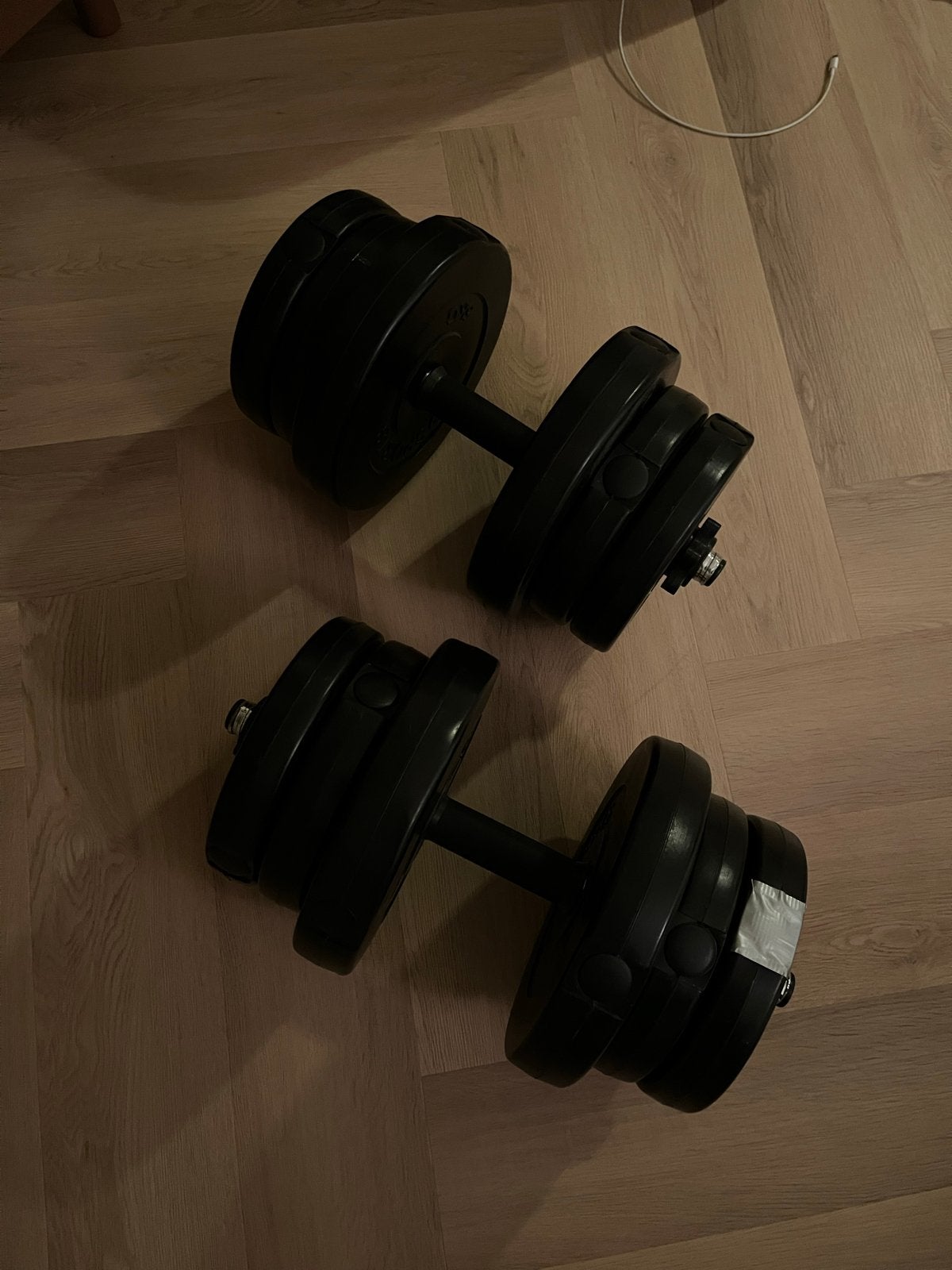 Verstelbare Dumbbells 2x 20kg met schijven, Ophalen, Gebruikt, Benen, Dumbbell