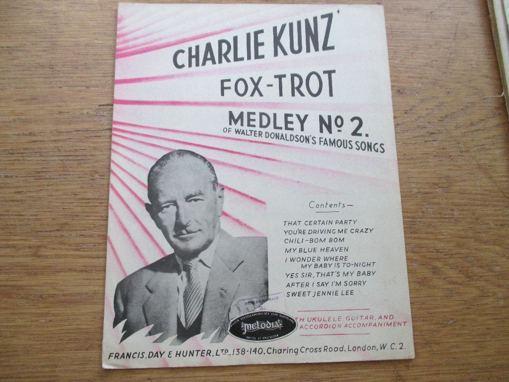 Charlie Kunz Fox-Trot Medley No. 2 bladmuziek, Muziek en Instrumenten, Gebruikt, Ophalen of Verzenden, Gitaar, Artiest of Componist