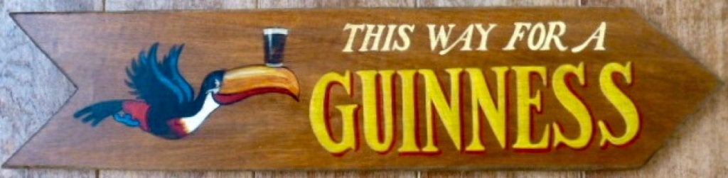 Handgeschilderd pubbord/This way for a Guinness/mancave, Reclamebord, Nieuw, Ophalen of Verzenden, B6