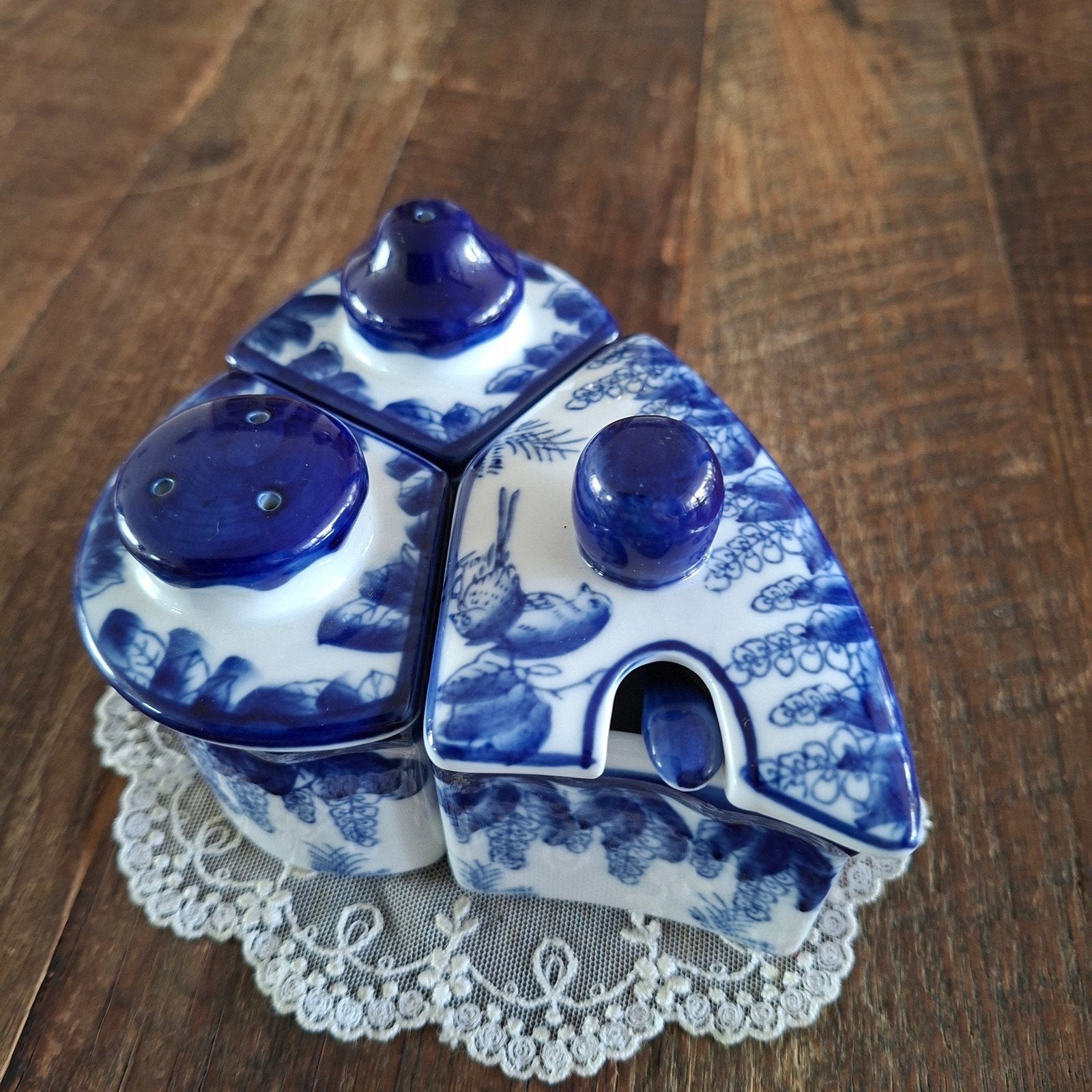 Setje Bombay Peper en Zout en Mosterdpotje in Blauwe kleur, Ophalen of Verzenden