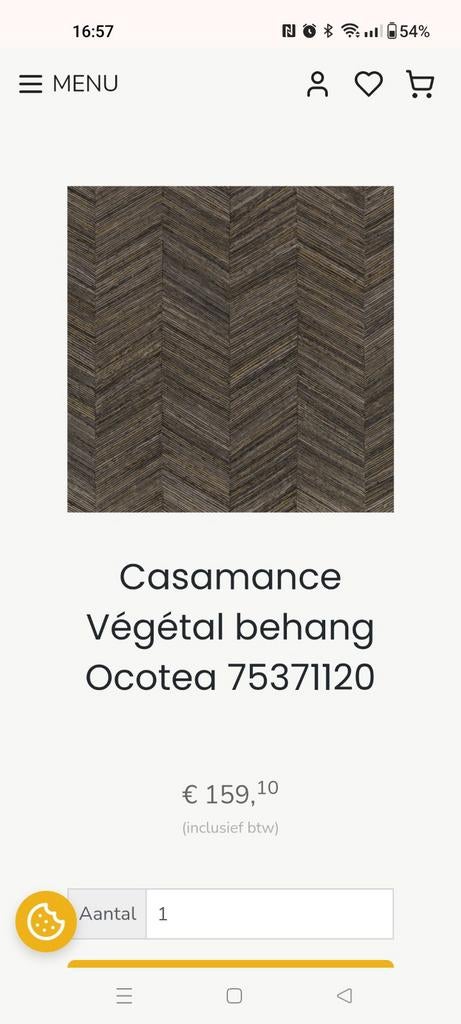 Behang -Bruin  Casamance Végéta, Huis en Inrichting, Stoffering | Behang, Ophalen of Verzenden, 10 tot 25 m², Bruin, Visgraat