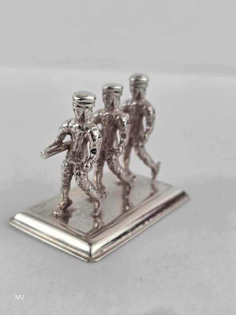 Zilveren miniatuur Schaatsers                           Z167, Antiek en Kunst, Ophalen of Verzenden, Zilver