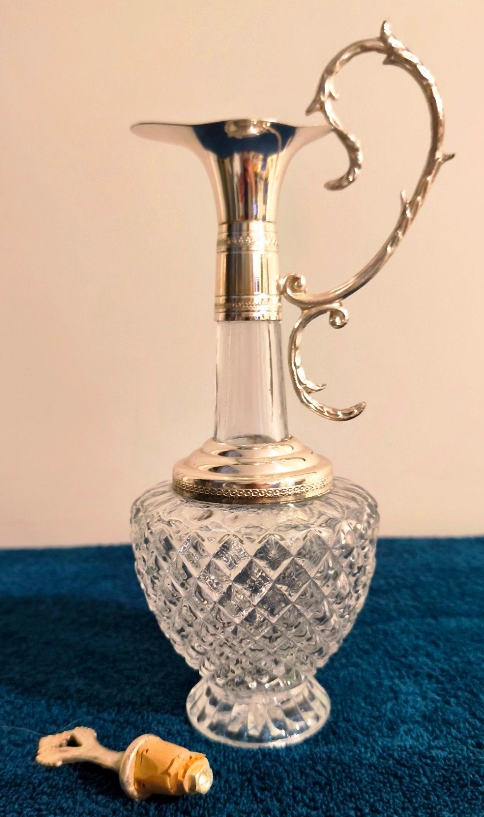 Vintage Glazen Karaaf met Verzilverd Montuur - 27 cm, Antiek en Kunst, Ophalen of Verzenden