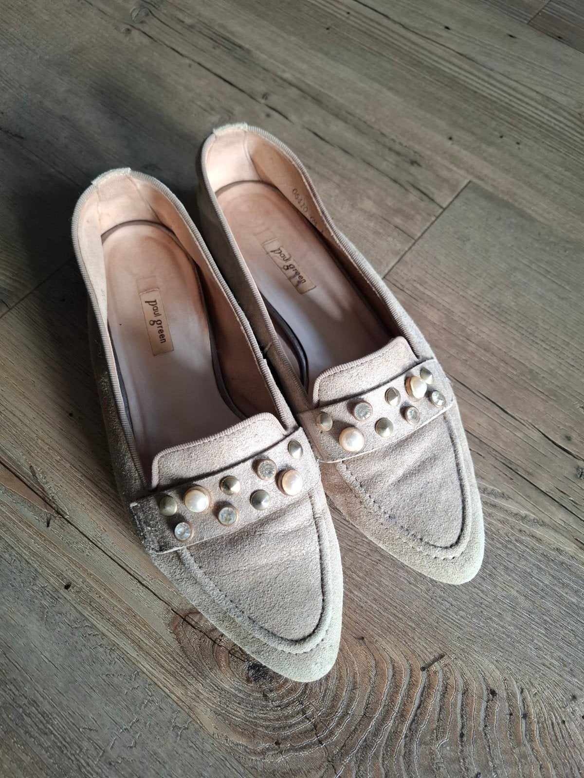 beige suède metallic gouden loafers van PAUL GREEN maat 39,5, PAUL GREEN, Ophalen of Verzenden, Instappers