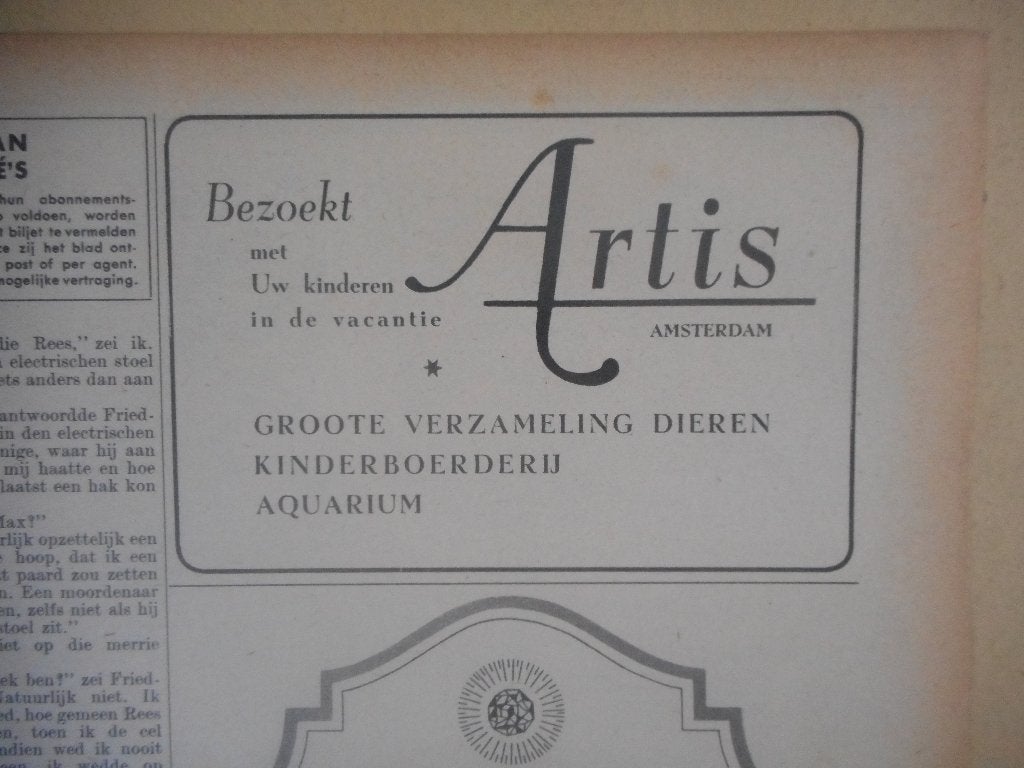 Artis. Advertentie. 1946, Ophalen of Verzenden, 1940 tot 1960, Nederland, Knipsel(s)