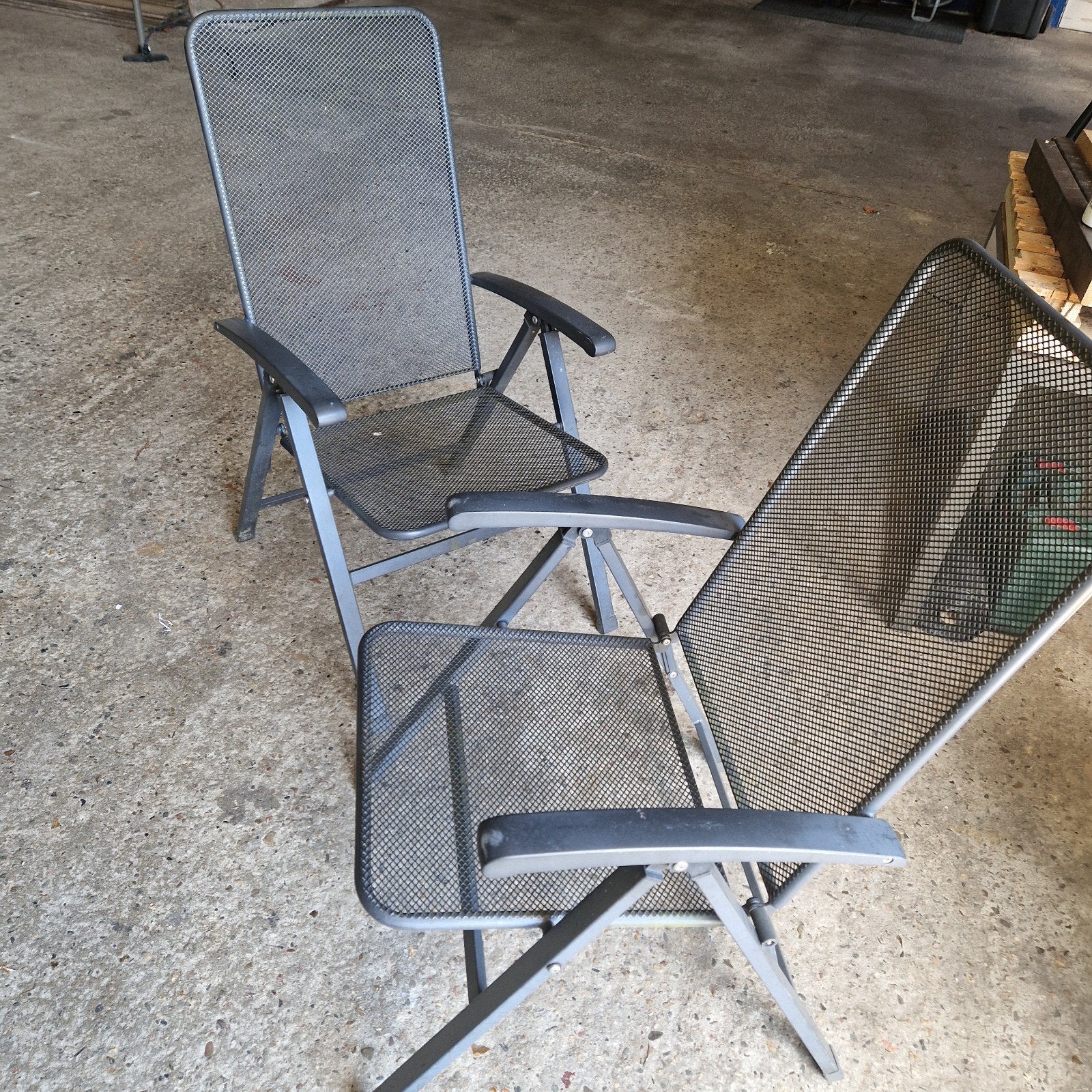 Klapbare ijzeren tuinstoelen - set van 2, Tuin en Terras, Tuinstoelen, Ophalen, Gebruikt, Metaal, Inklapbaar