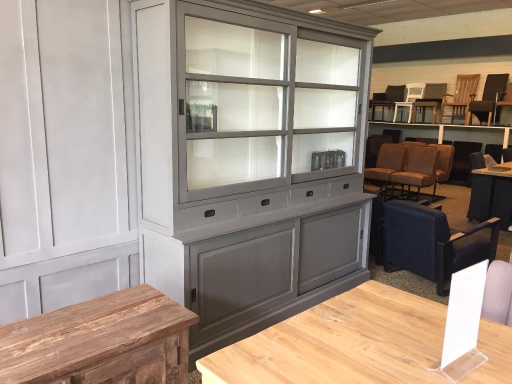 Buffet/vitrinekasten kleur GRIJS landelijke voorraad, Buffet/vitrinekasten kleur GRIJS landelijke laagste prijs, Nieuw, 3 of 4 laden