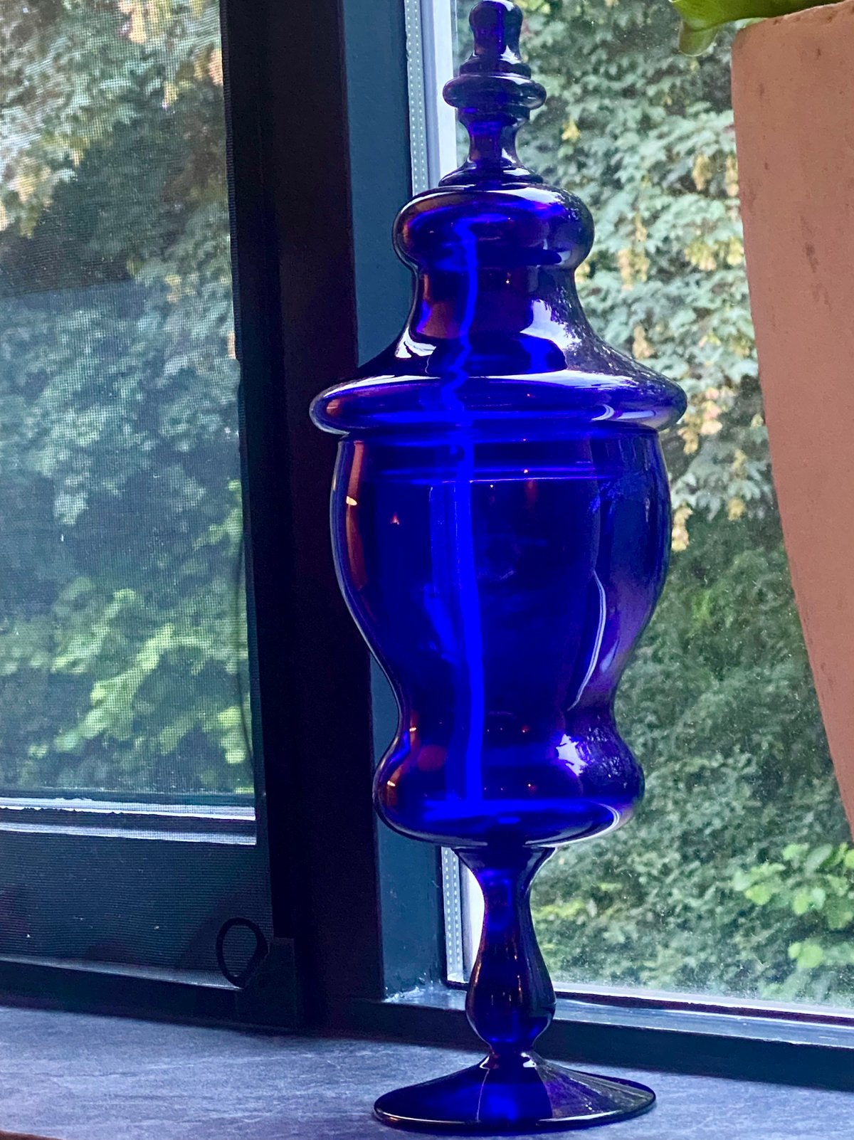 Empoli  Kobalt blauwe glazen urn/apothekers vaas, Ophalen of Verzenden