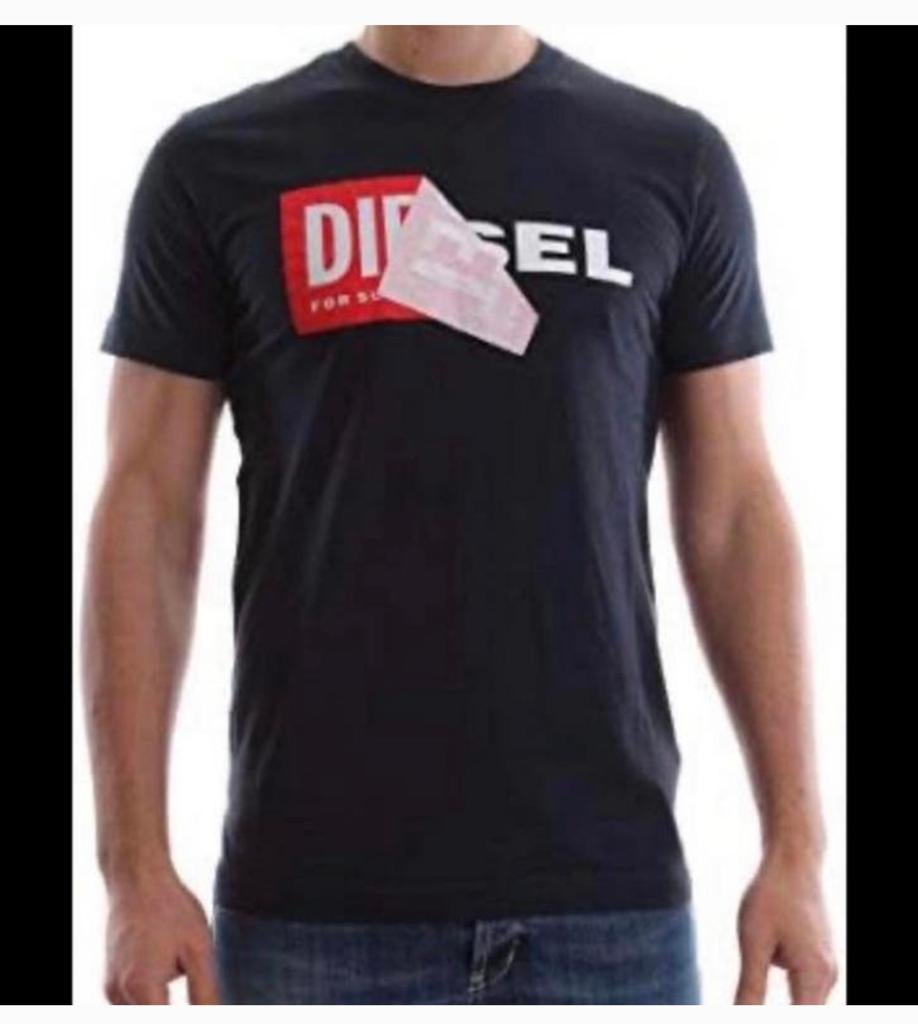 DIESEL HEREN T-SHIRT met groot Logo zwart tshirt L katoen, Maat 52/54 (L), Zwart, Ophalen of Verzenden, Zo goed als nieuw