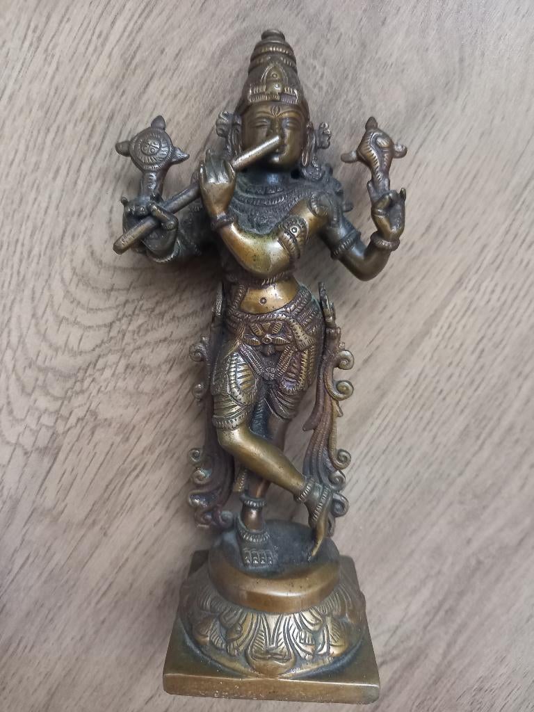Bronzen Beeld Van De Hindoegod Krishna, Antiek en Kunst, Ophalen of Verzenden, Azië, Brons