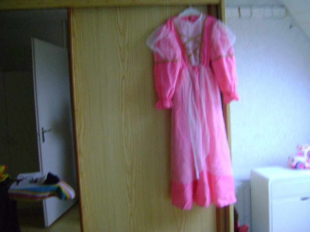 roze met wit tule prinsessen jurk 122/128 en kroon met tule, Ophalen of Verzenden, Zo goed als nieuw, 122 t/m 128, Meisje