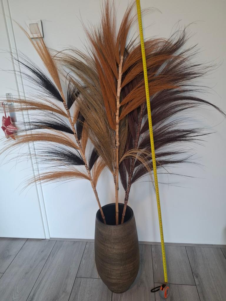 ​Elegant Bronze Vase & Rich Bohemian Pampas Set (Boho-Chic), Ophalen, Zo goed als nieuw, Overige kleuren, Overige materialen
