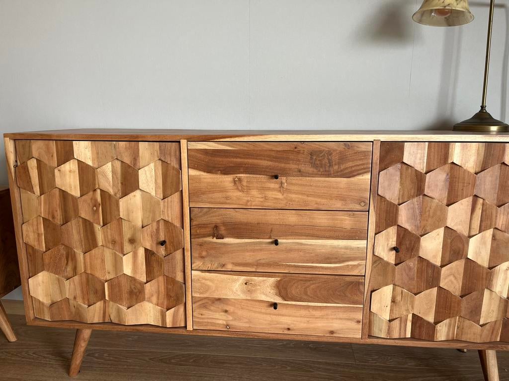 Dressoir acacia, Huis en Inrichting, Kasten | Dressoirs, Ophalen, Met deur(en), 150 tot 200 cm, Scandinavisch