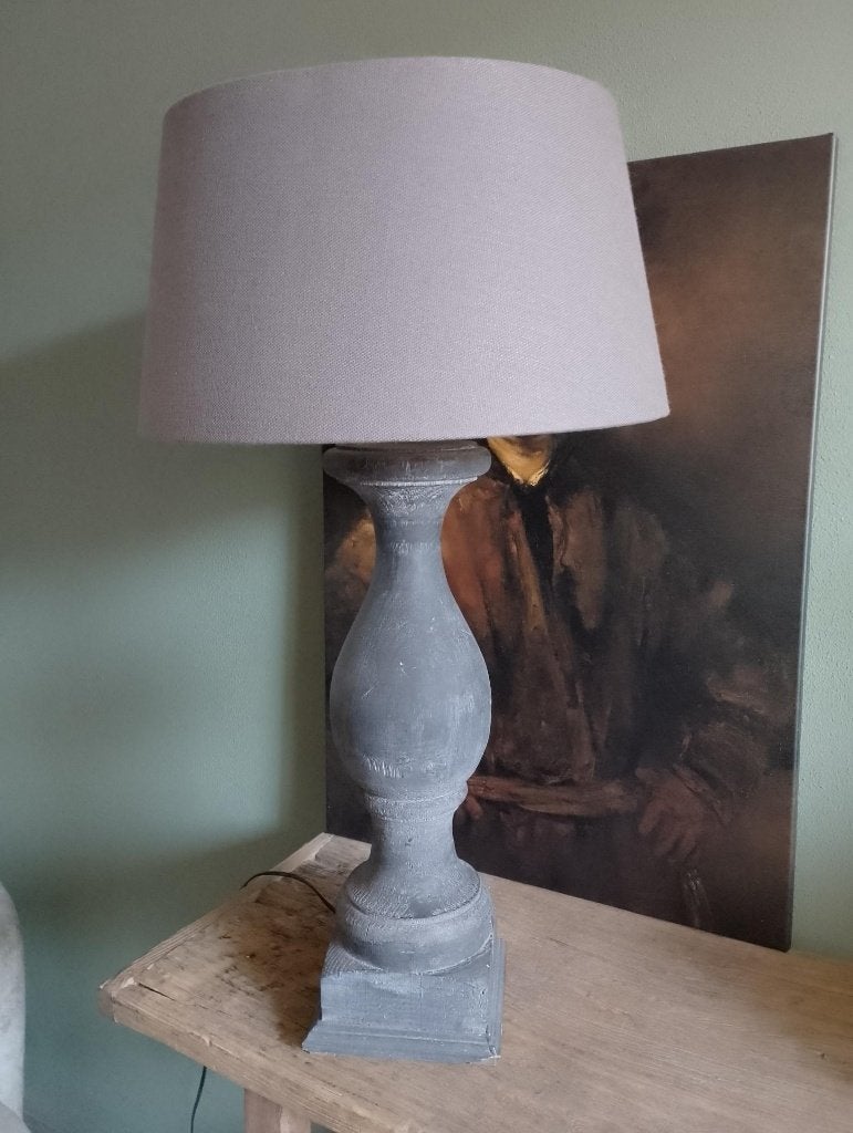 Mooie grote baluster lamp Aura Peeperkorn met kap 92 cm, Ophalen, Zo goed als nieuw, Met kap, Grijs