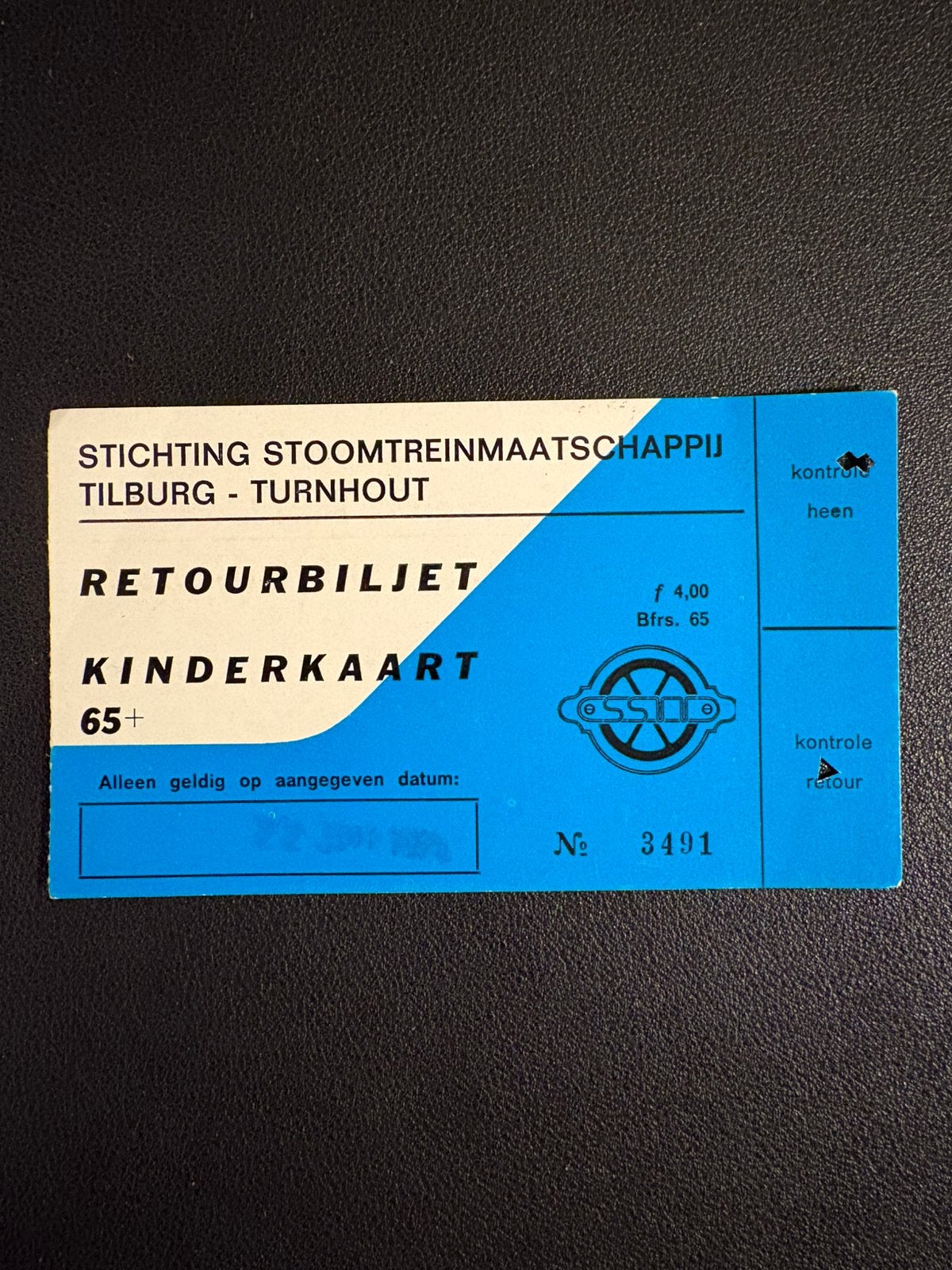 Retourbiljet Stichting Stoomtrein Tilburg-Turnhout (1982), Ophalen of Verzenden, Gebruikt, Trein