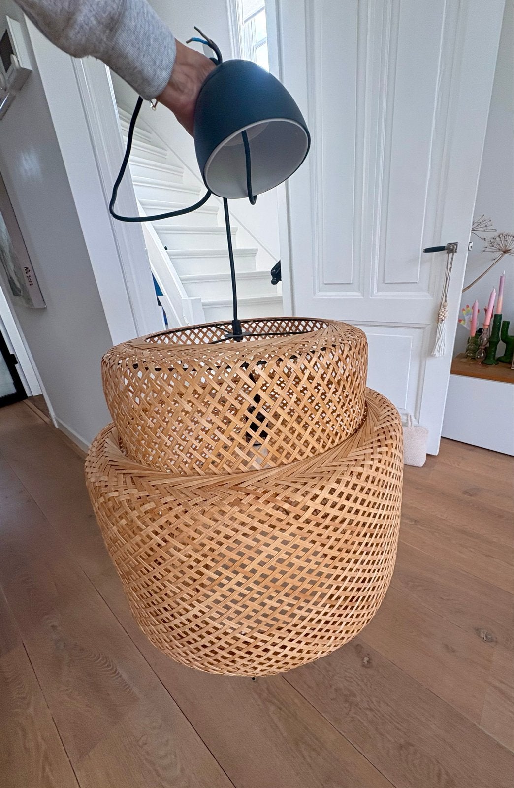 IKEA Sinnerlig hanglamp bamboe 50 cm zgan, Ophalen, Zo goed als nieuw, Natuurlijk materiaal