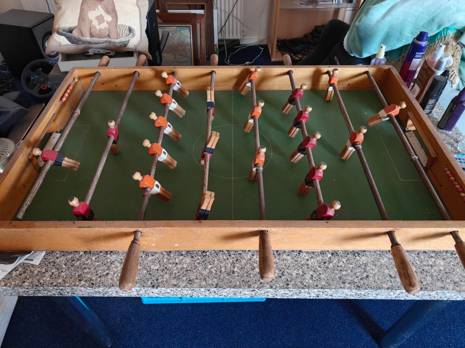 Vintage Tafelvoetbalspel - Houten Voetbaltafel, Ophalen, Gebruikt, Jongen of Meisje