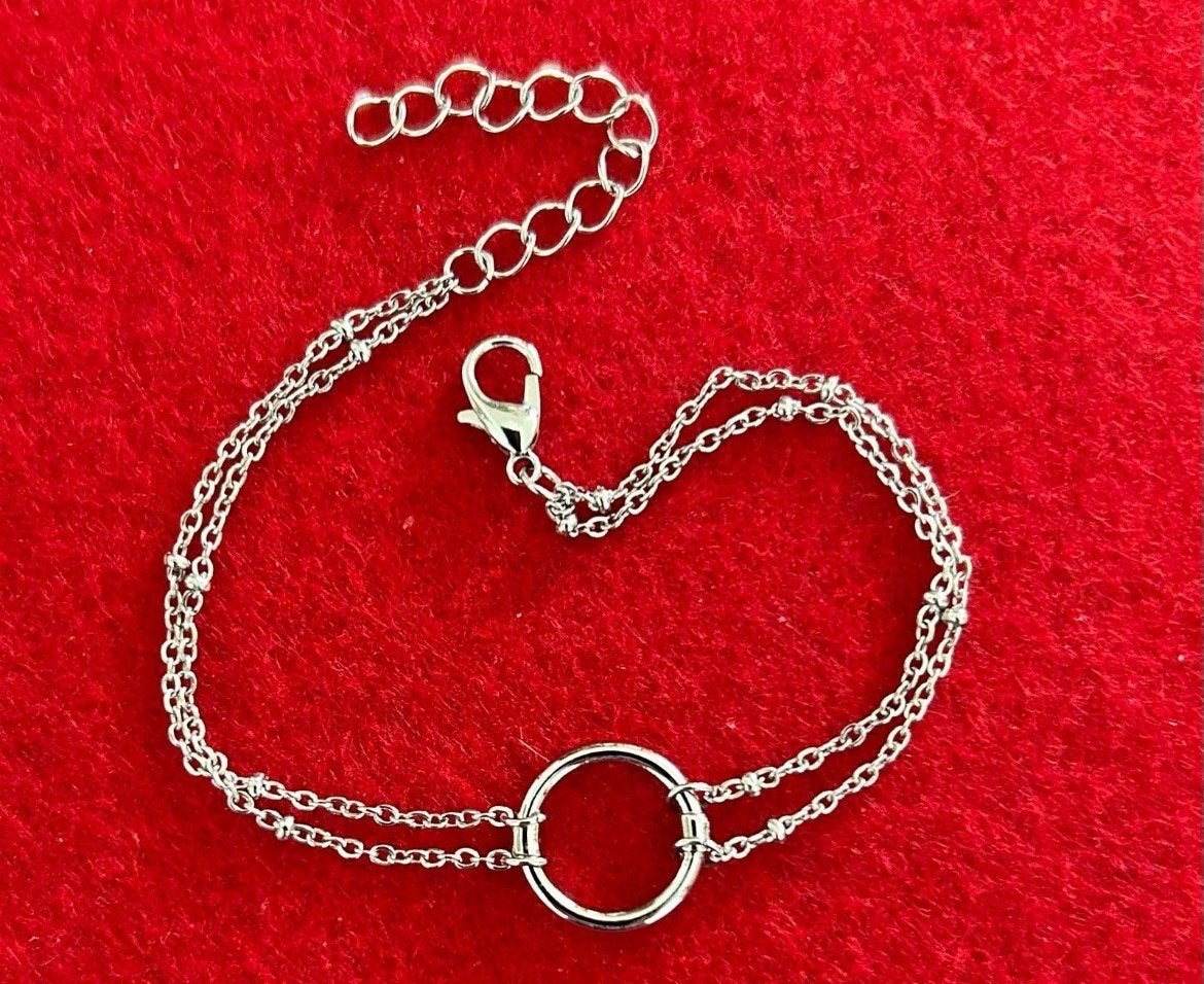 Zilverkleurige Dames Armband met Ring en Verlengketting, Ophalen of Verzenden, Nieuw, Zilver, Overige materialen