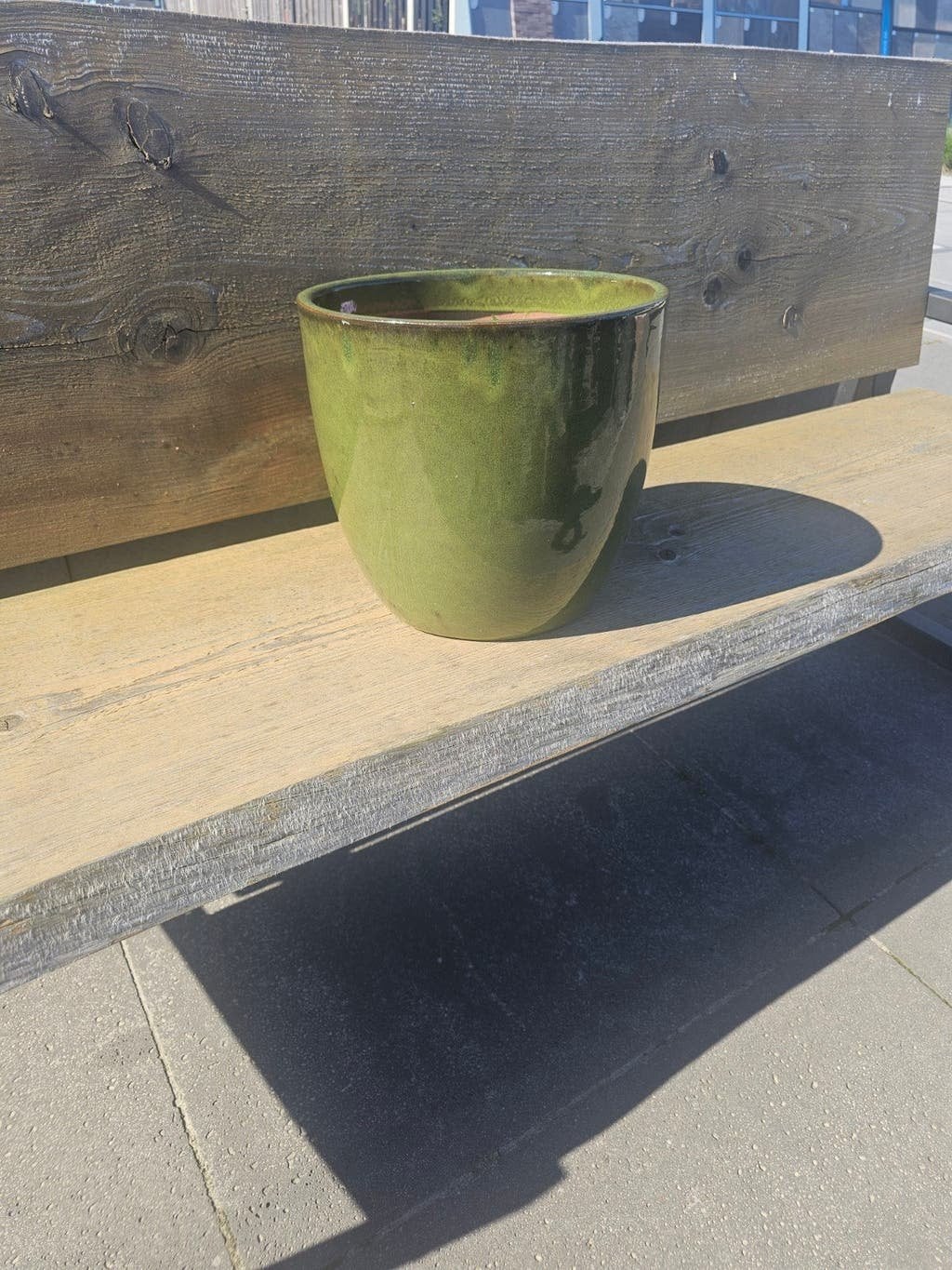 ✅Opruiming✅Groene Bloempot - Hoogte 27cm., Rond, Minder dan 40 cm, Aardewerk, Ophalen