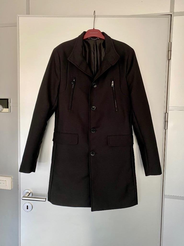 i677 Lange nette jas maat S=46 trenchcoat tussenjas zwart, Zwart, Ophalen of Verzenden, Zo goed als nieuw, WE Fashion
