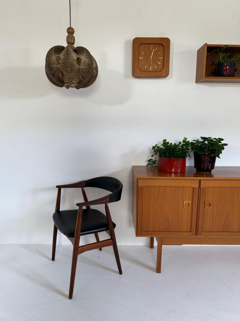 Vintage Deense hanglamp in glas, wol & hout ‘60, Ophalen of Verzenden, Zo goed als nieuw, Glas, Vintage retro buisframe design rotan webbing papercord deens