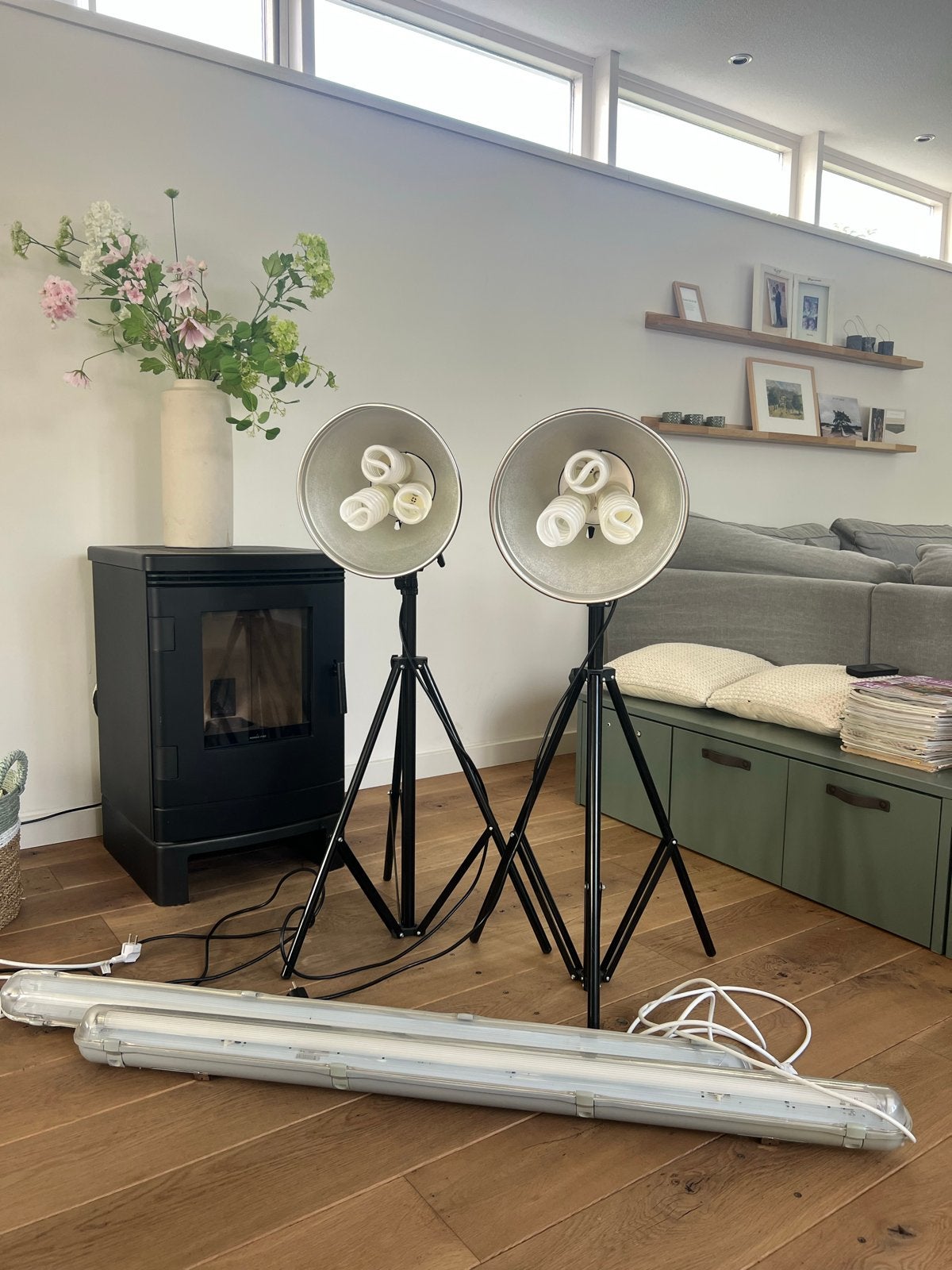 Filmlampen set: 2 staande, 2 liggende lampen, Ophalen, Gebruikt, Inclusief lampen, Studiolamp