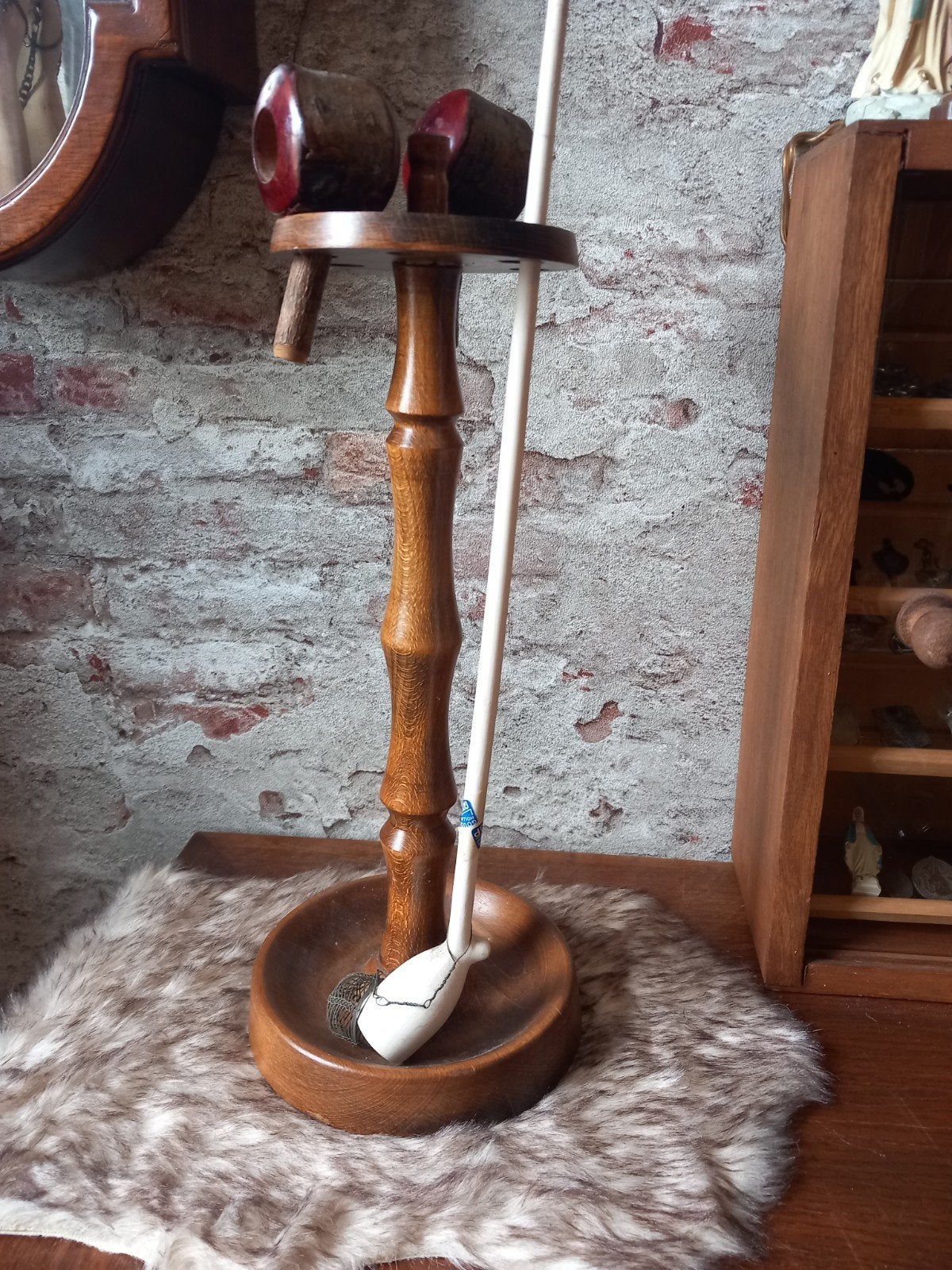 Vintage houten pijpenstandaard - 40 cm hoog, Ophalen of Verzenden
