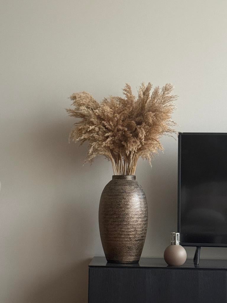 Decoratieve Vaas met Pampasgras - Bronskleurig, Huis en Inrichting, Woonaccessoires | Vazen, Zo goed als nieuw, Overige kleuren