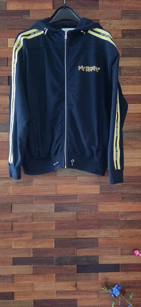 My Brand Vest Donkerblauw met Gele Strepen - Maat L, Kleding | Heren, Truien en Vesten, Ophalen, Maat 52/54 (L), Blauw, Zo goed als nieuw