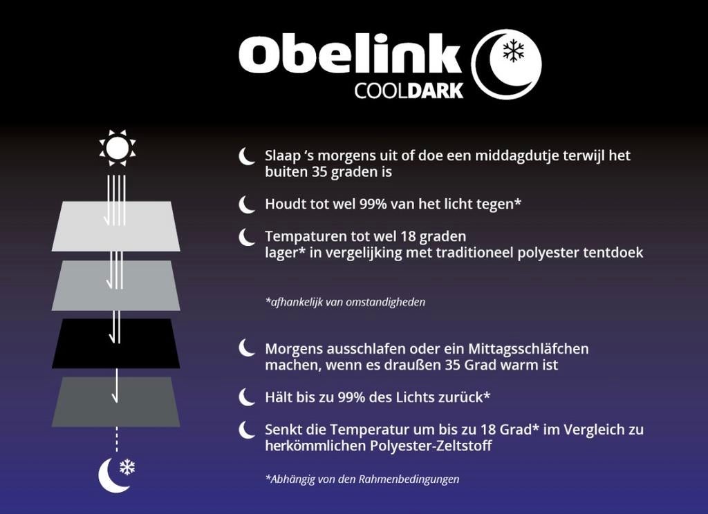 Obelink Cool Dark Tent - Koel en Donker Kamperen, Caravans en Kamperen, Tenten, tot en met 4, Nieuw, Ophalen of Verzenden