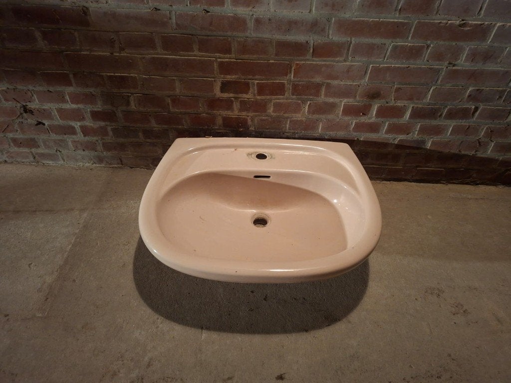 vintage wasbak jaren 60 beige, Ophalen of Verzenden, Gebruikt, Steen, Wastafel