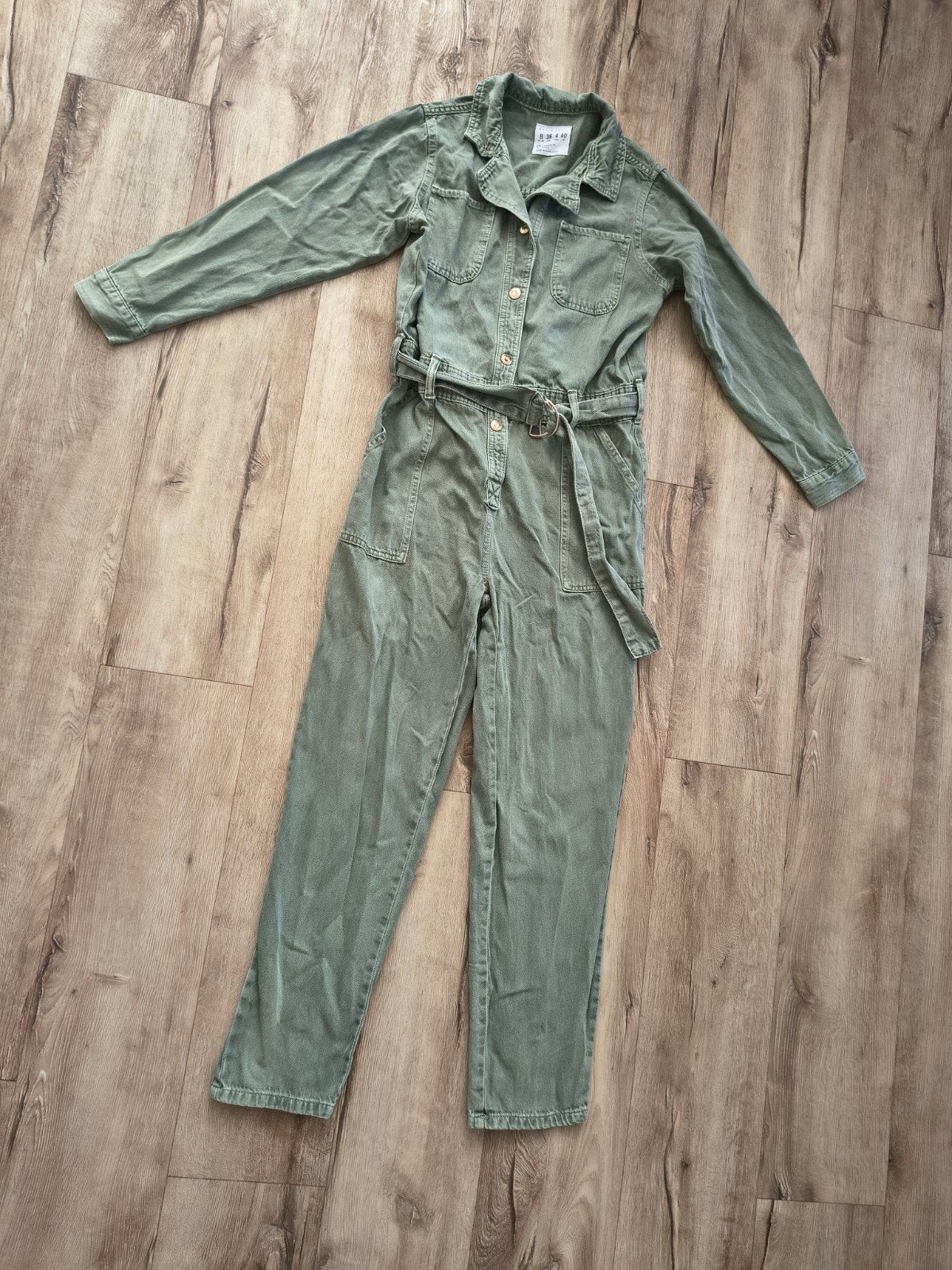 Stoere groene denim jumpsuit, maat 36-S. Salopette jeans., Primark, Onb, Ophalen of Verzenden, Onb