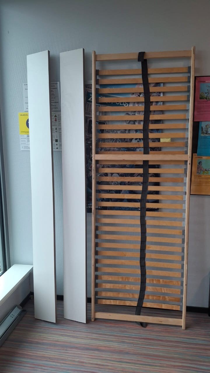 IKEA Trysil bedframe wit 140x200 cm met 2 lattenbodem, Ophalen, Wit, Tweepersoons, 140 cm