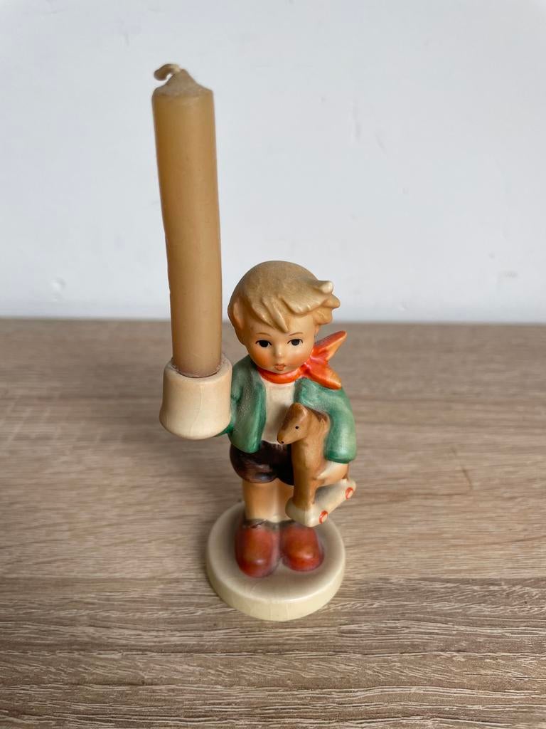 Vintage Hummel beeldje 117 jongen met kaars en paard, Ophalen, Keramiek of Aardewerk