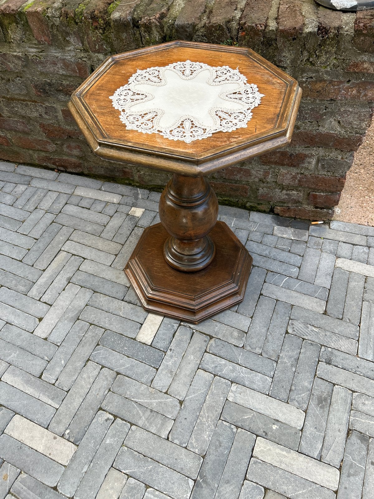 Antiek houten bijzettafeltje, achthoekig, Ophalen