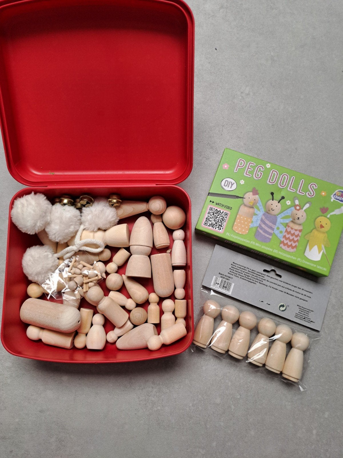 DIY Peg Dolls Knutselset - Houten Poppetjes om te Versieren, Educatief, Knutselmateriaal, Beige, Nieuw