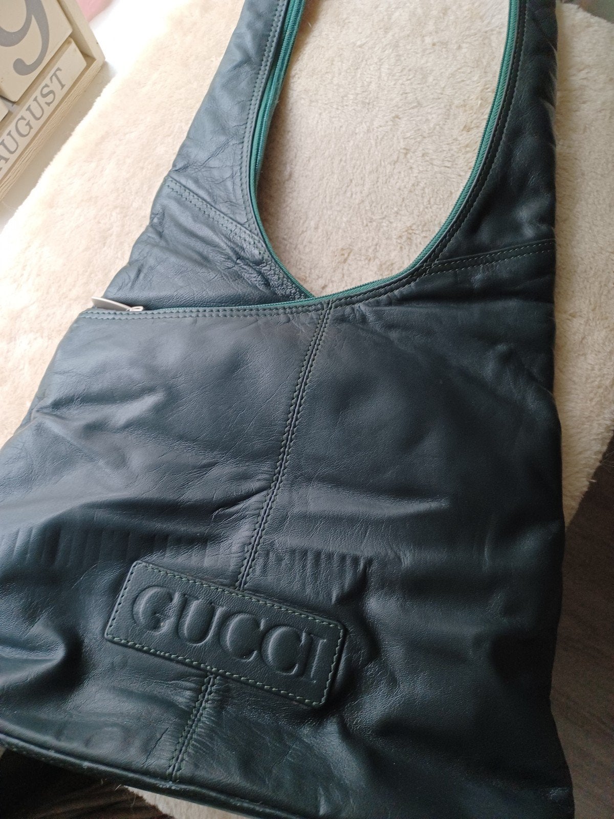 Gucci Echt Leren Crossbody Tas - Donkergroen, Ophalen of Verzenden, Zo goed als nieuw, Groen, Overige typen