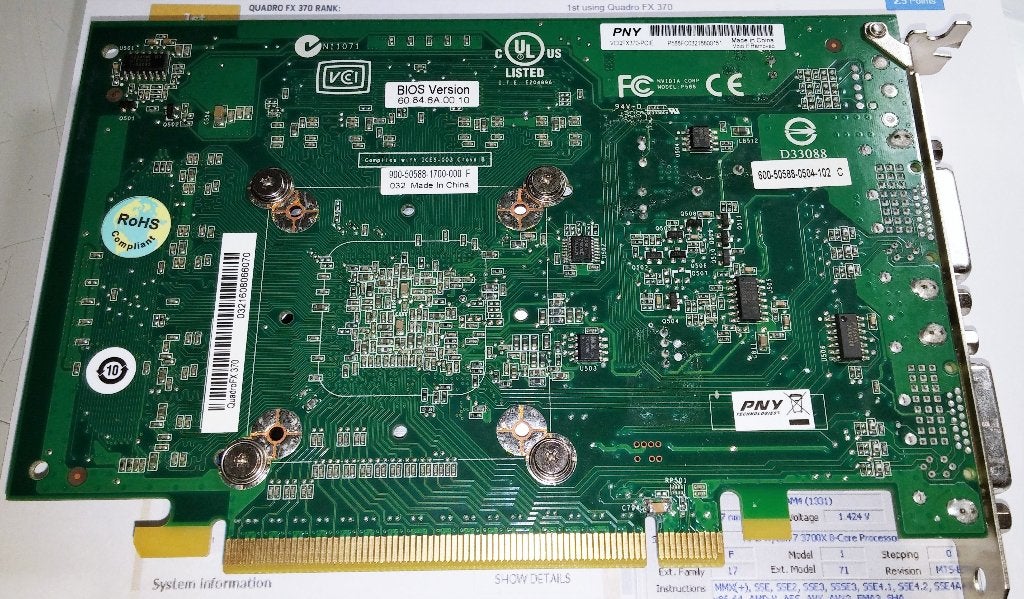 PNY NVIDIA Quadro FX 370 256MB DDR2 CVQFX370-PCI-E 2.0 DVI, Ophalen of Verzenden, NVIDIA